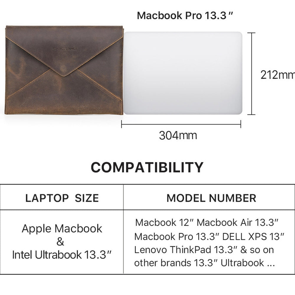 Portable Carrying Case for MacBook Air 13.6 inch (2022) A2681 Shockproof Envelope Bag for 13-inch Laptop Genuine Leather Anti-Scratch Bag with Handle Strap