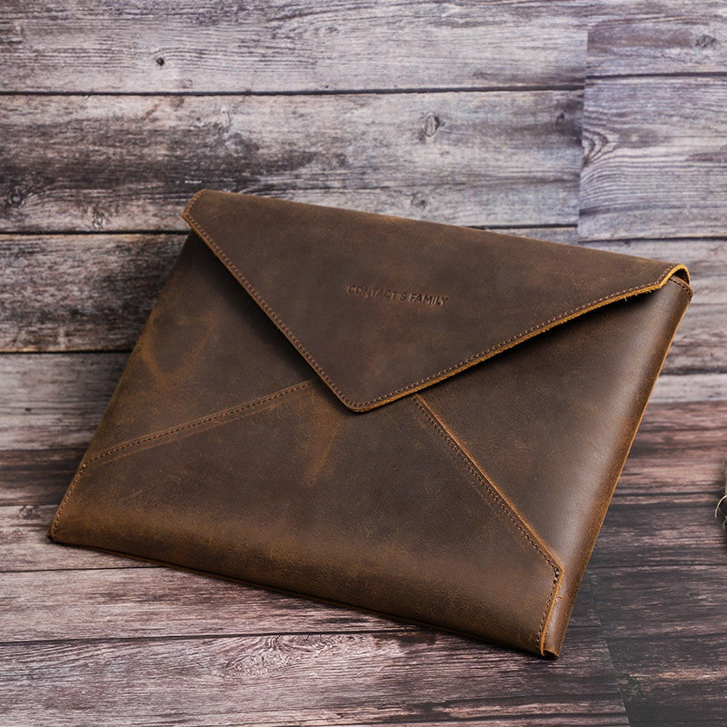 Portable Carrying Case for MacBook Air 13.6 inch (2022) A2681 Shockproof Envelope Bag for 13-inch Laptop Genuine Leather Anti-Scratch Bag with Handle Strap