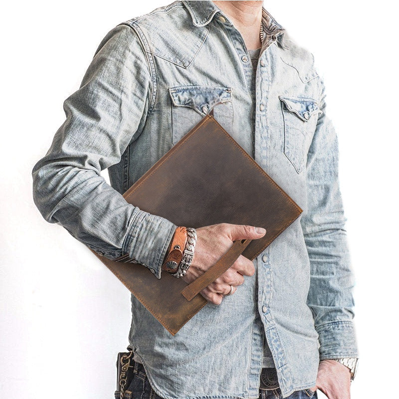 Portable Carrying Case for MacBook Air 13.6 inch (2022) A2681 Shockproof Envelope Bag for 13-inch Laptop Genuine Leather Anti-Scratch Bag with Handle Strap