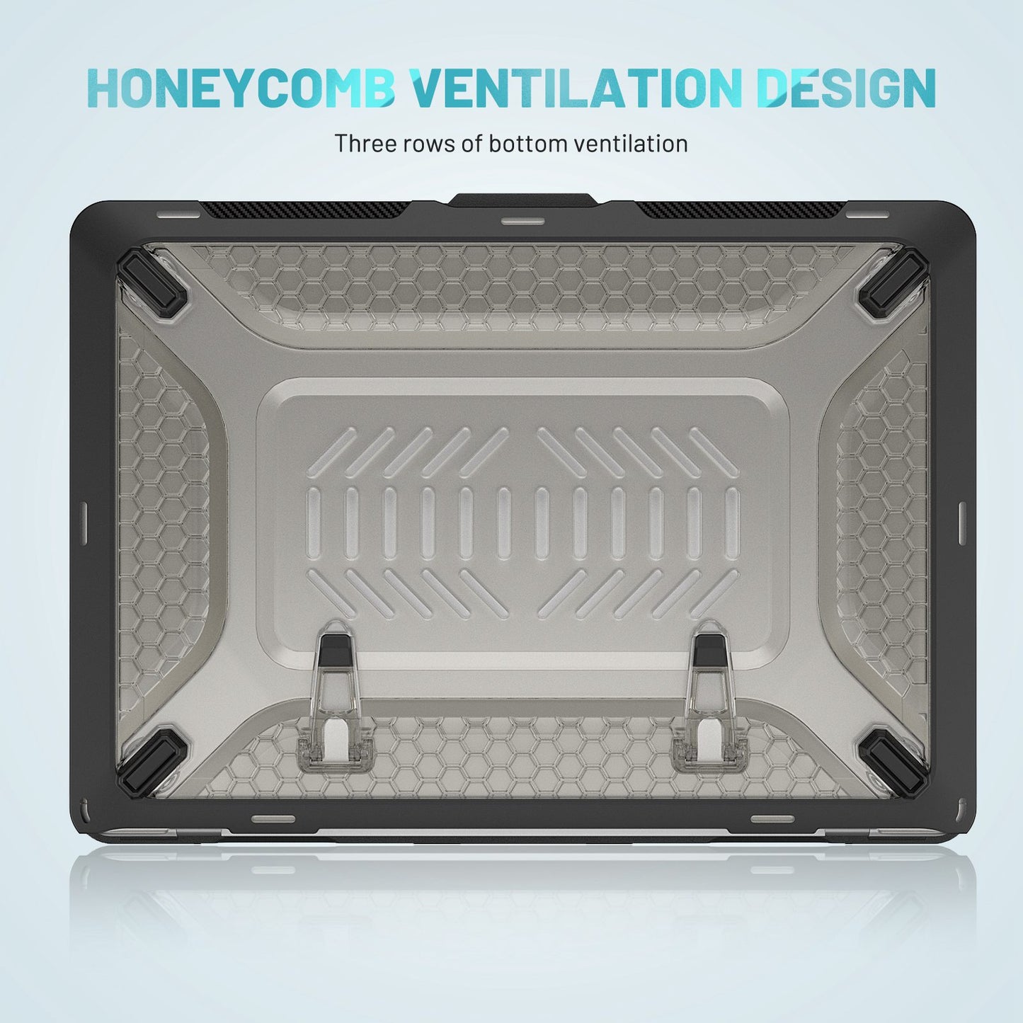 For MacBook Air 13 inch (2022) (M2 A2681) Protective Case Anti-Scratch Laptop Hard PC Case with Kickstand - Black