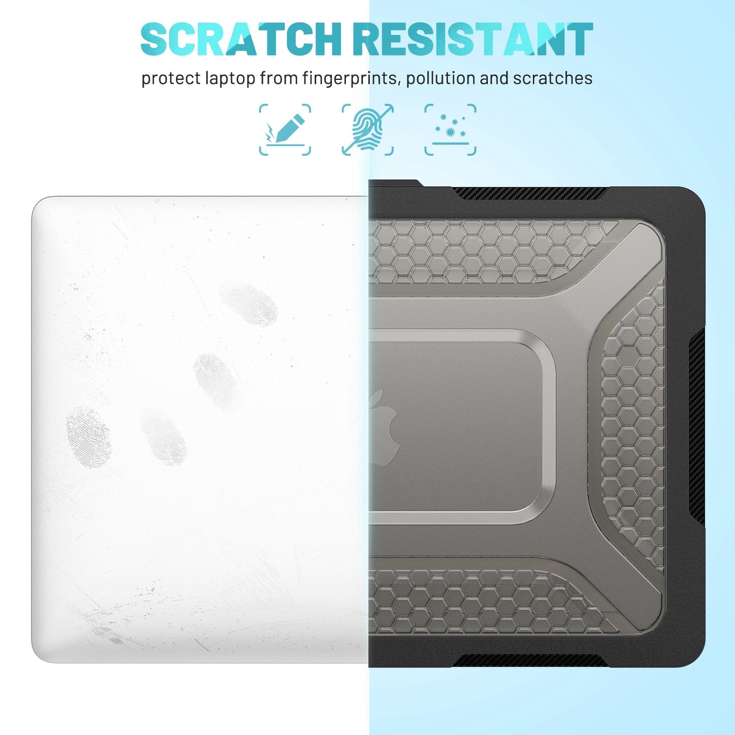 For MacBook Air 13 inch (2022) (M2 A2681) Protective Case Anti-Scratch Laptop Hard PC Case with Kickstand - Black