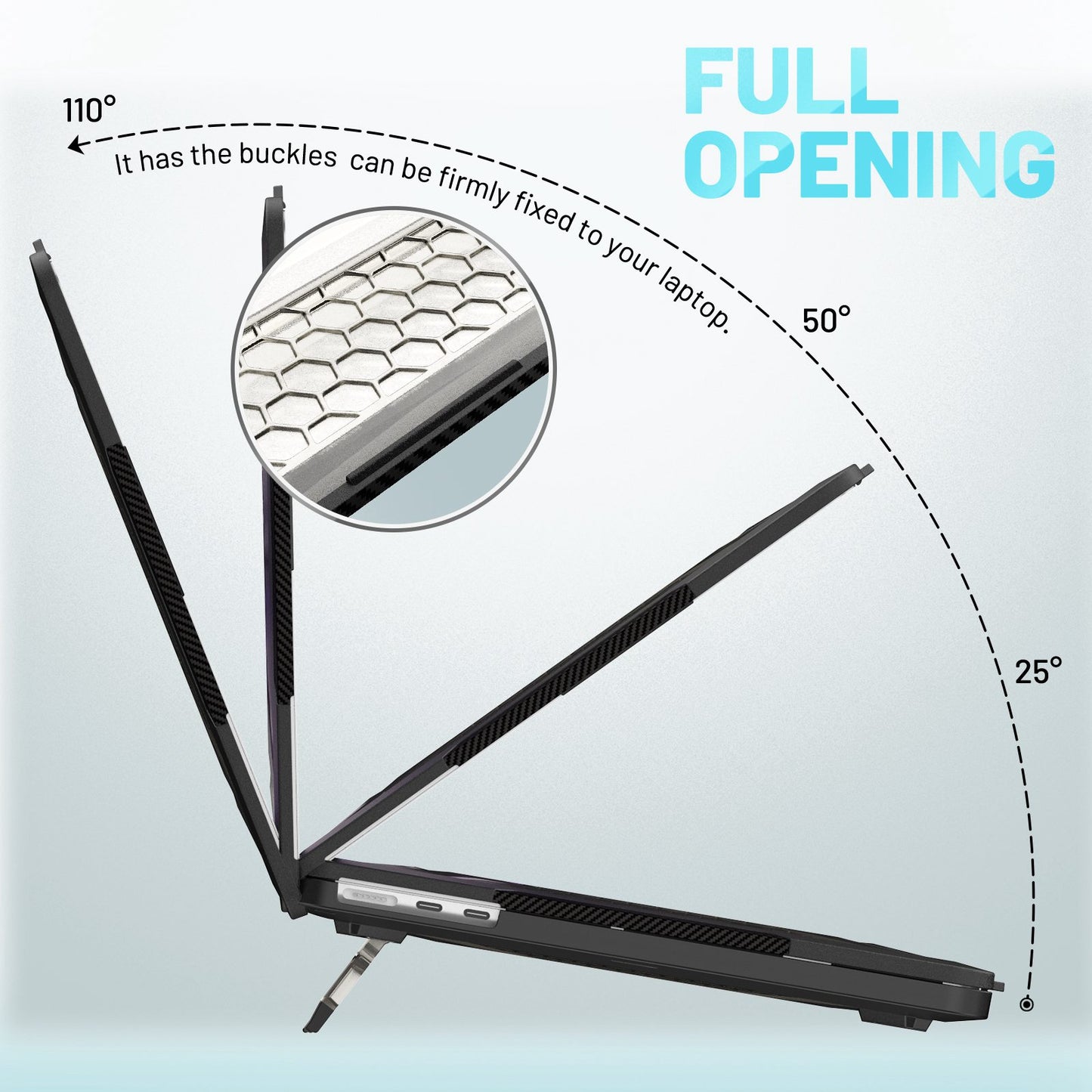 For MacBook Air 13 inch (2022) (M2 A2681) Protective Case Anti-Scratch Laptop Hard PC Case with Kickstand - Black