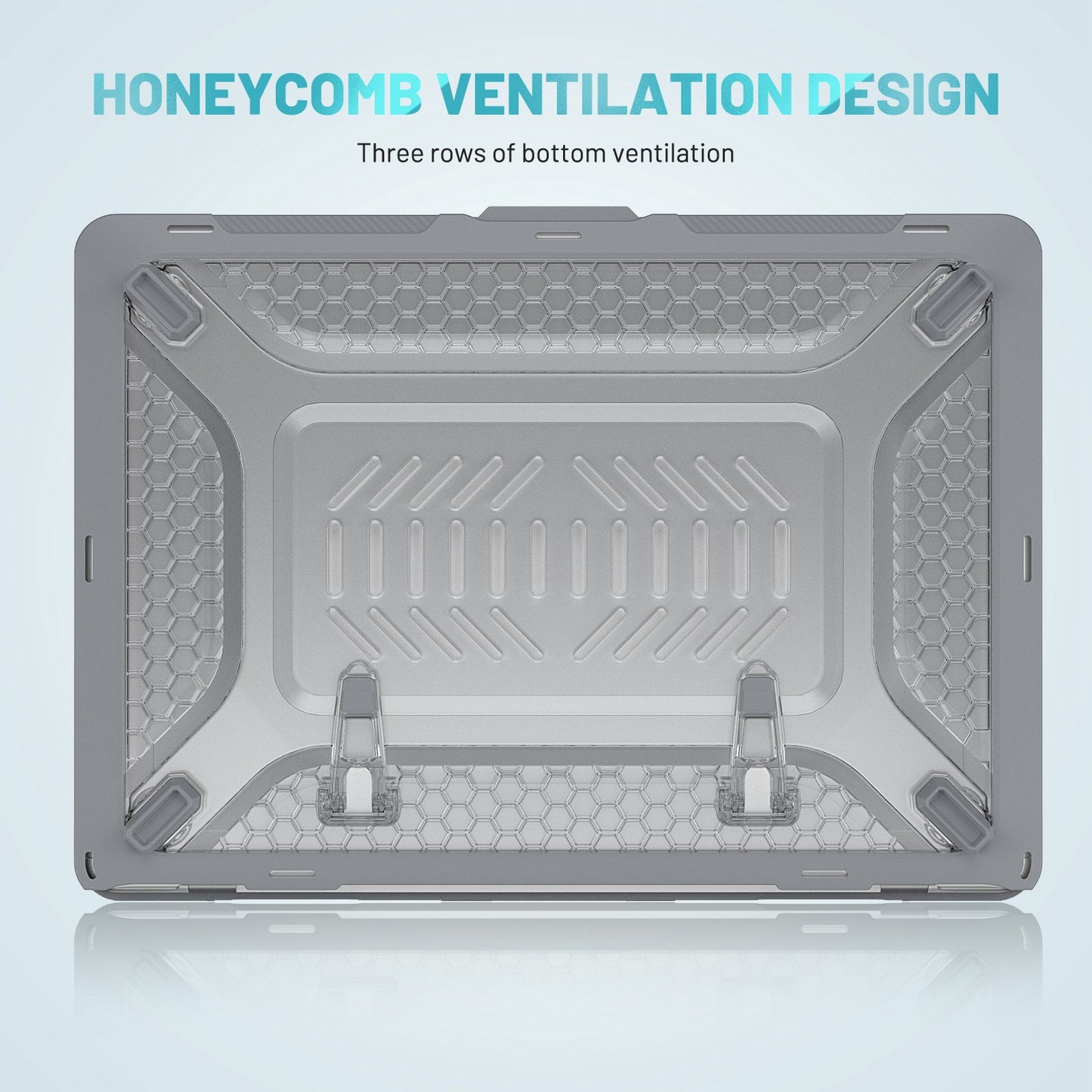 For MacBook Air 13 inch (2022) (M2 A2681) Protective Case Anti-Scratch Laptop Hard PC Case with Kickstand - Grey