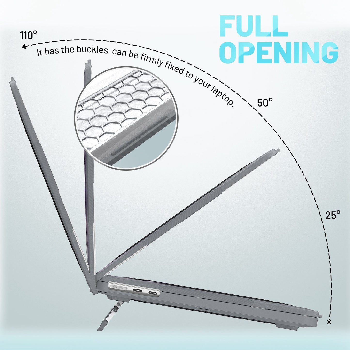 For MacBook Air 13 inch (2022) (M2 A2681) Protective Case Anti-Scratch Laptop Hard PC Case with Kickstand - Grey