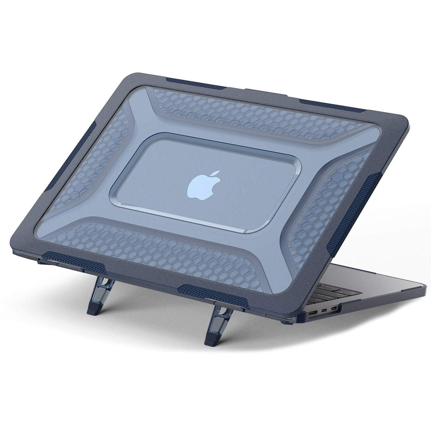 For MacBook Air 13 inch (2022) (M2 A2681) Protective Case Anti-Scratch Laptop Hard PC Case with Kickstand - Sapphire