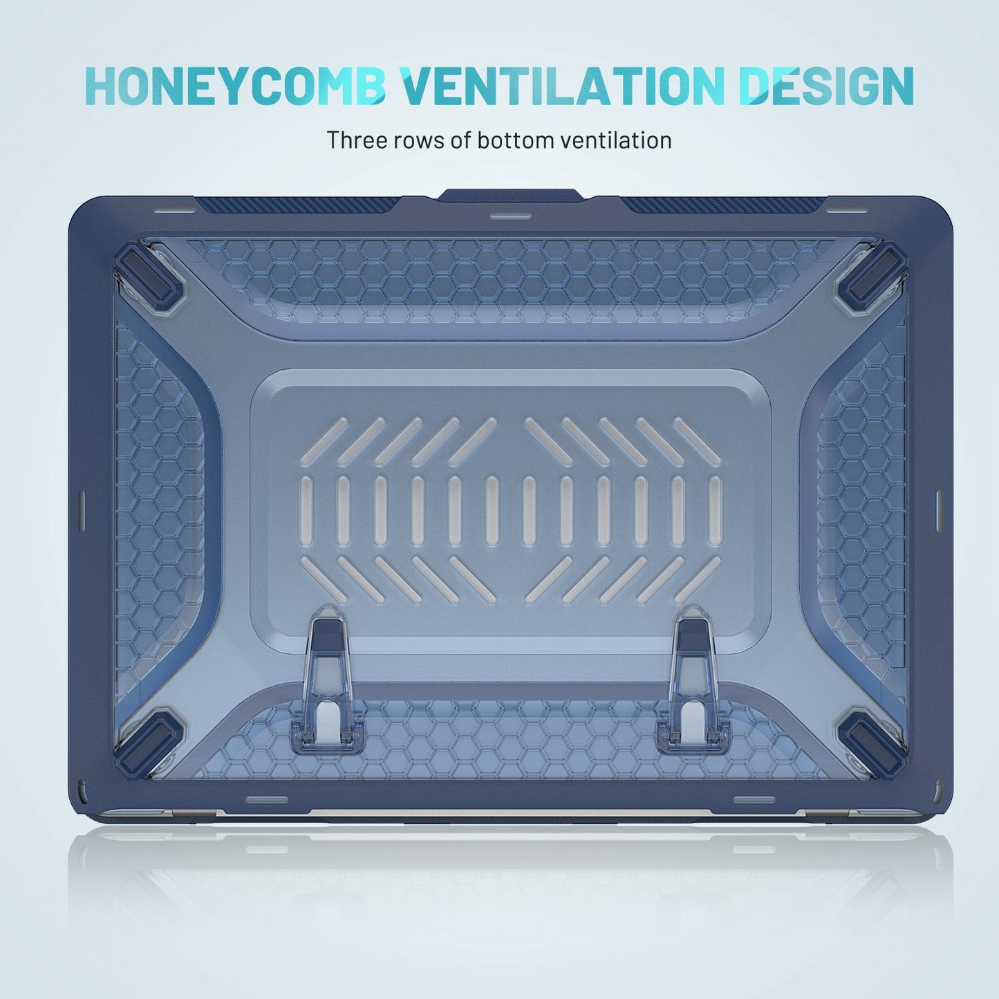 For MacBook Air 13 inch (2022) (M2 A2681) Protective Case Anti-Scratch Laptop Hard PC Case with Kickstand - Sapphire