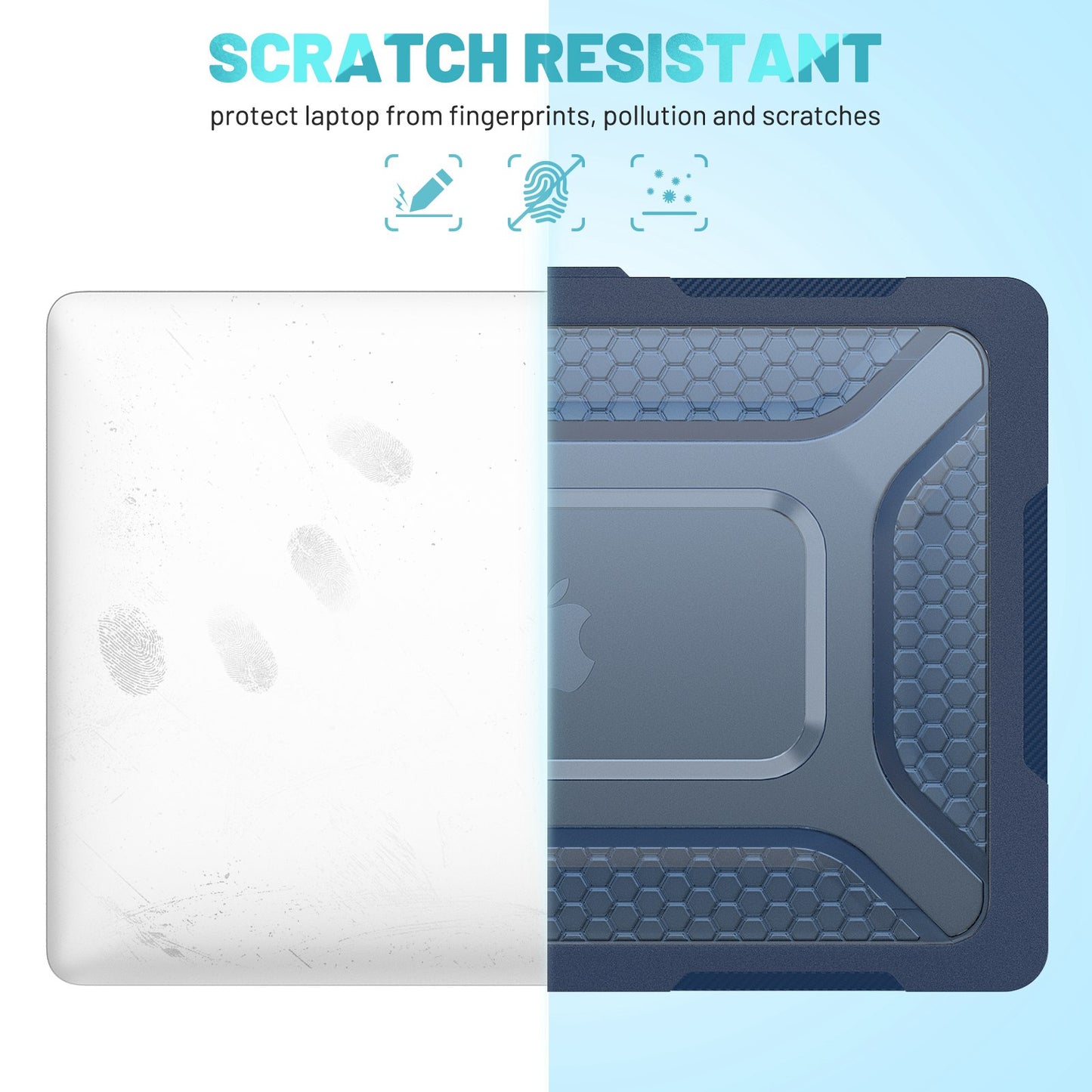 For MacBook Air 13 inch (2022) (M2 A2681) Protective Case Anti-Scratch Laptop Hard PC Case with Kickstand - Sapphire