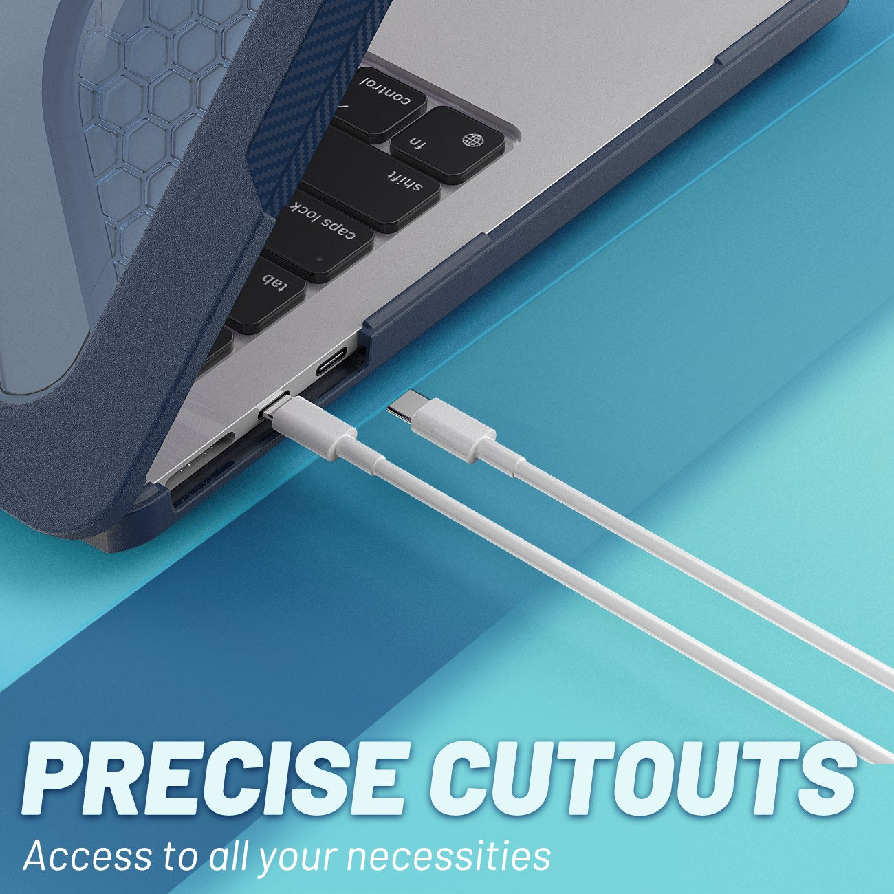 For MacBook Air 13 inch (2022) (M2 A2681) Protective Case Anti-Scratch Laptop Hard PC Case with Kickstand - Sapphire