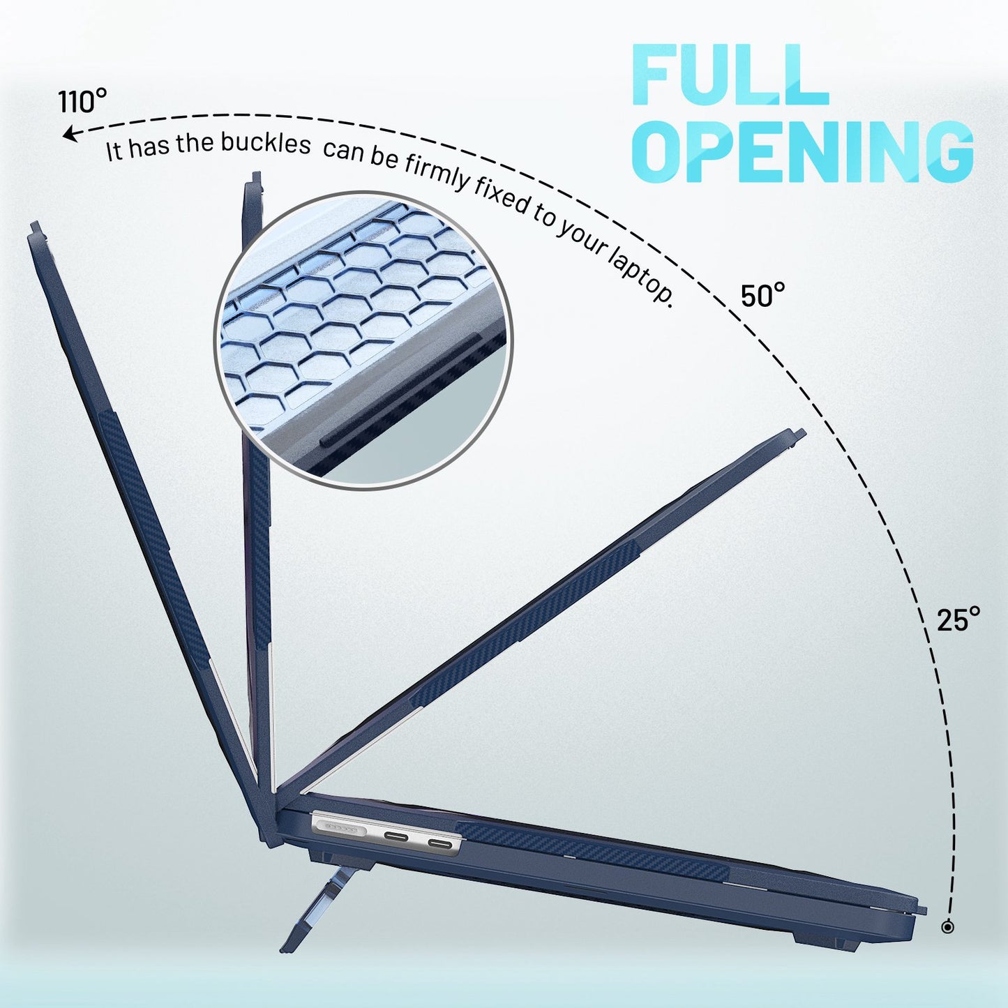 For MacBook Air 13 inch (2022) (M2 A2681) Protective Case Anti-Scratch Laptop Hard PC Case with Kickstand - Sapphire