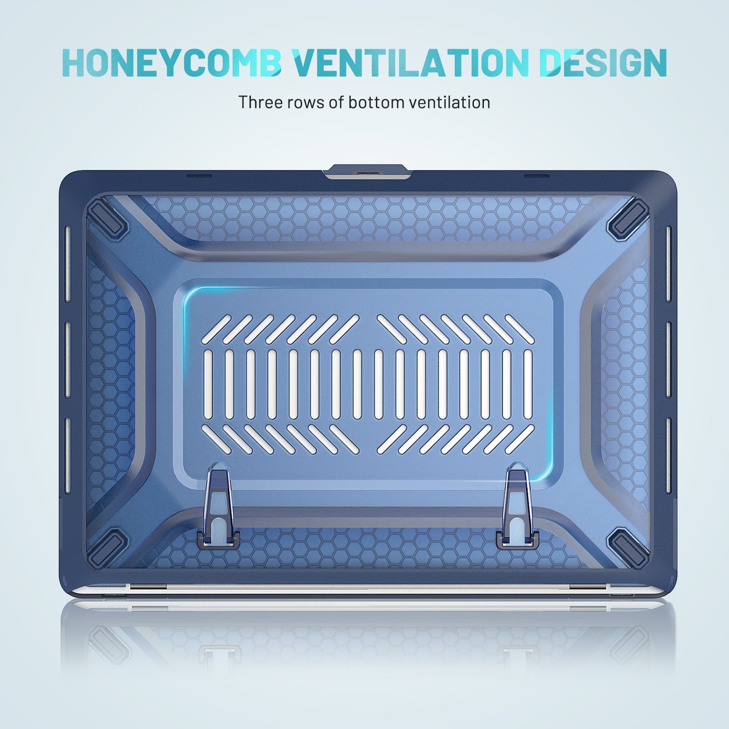 For MacBook Pro 16 inch (2019) A2141 Laptop Cover Dual Layer Hard PC Soft TPU Shell Case with Kickstand - Sapphire