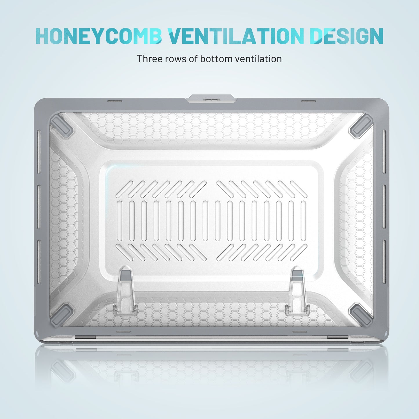 For MacBook Pro 16 inch (2019) A2141 Laptop Cover Dual Layer Hard PC Soft TPU Shell Case with Kickstand - Grey