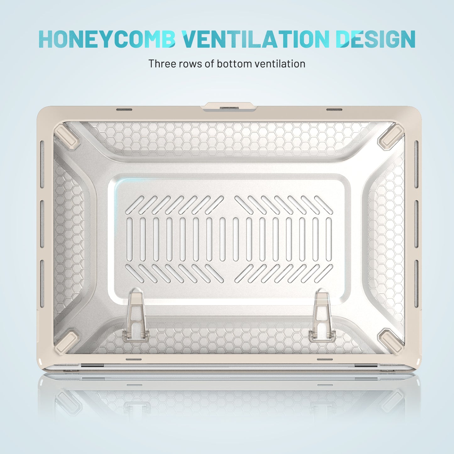 For MacBook Pro 16 inch (2019) A2141 Laptop Cover Dual Layer Hard PC Soft TPU Shell Case with Kickstand - Apricot