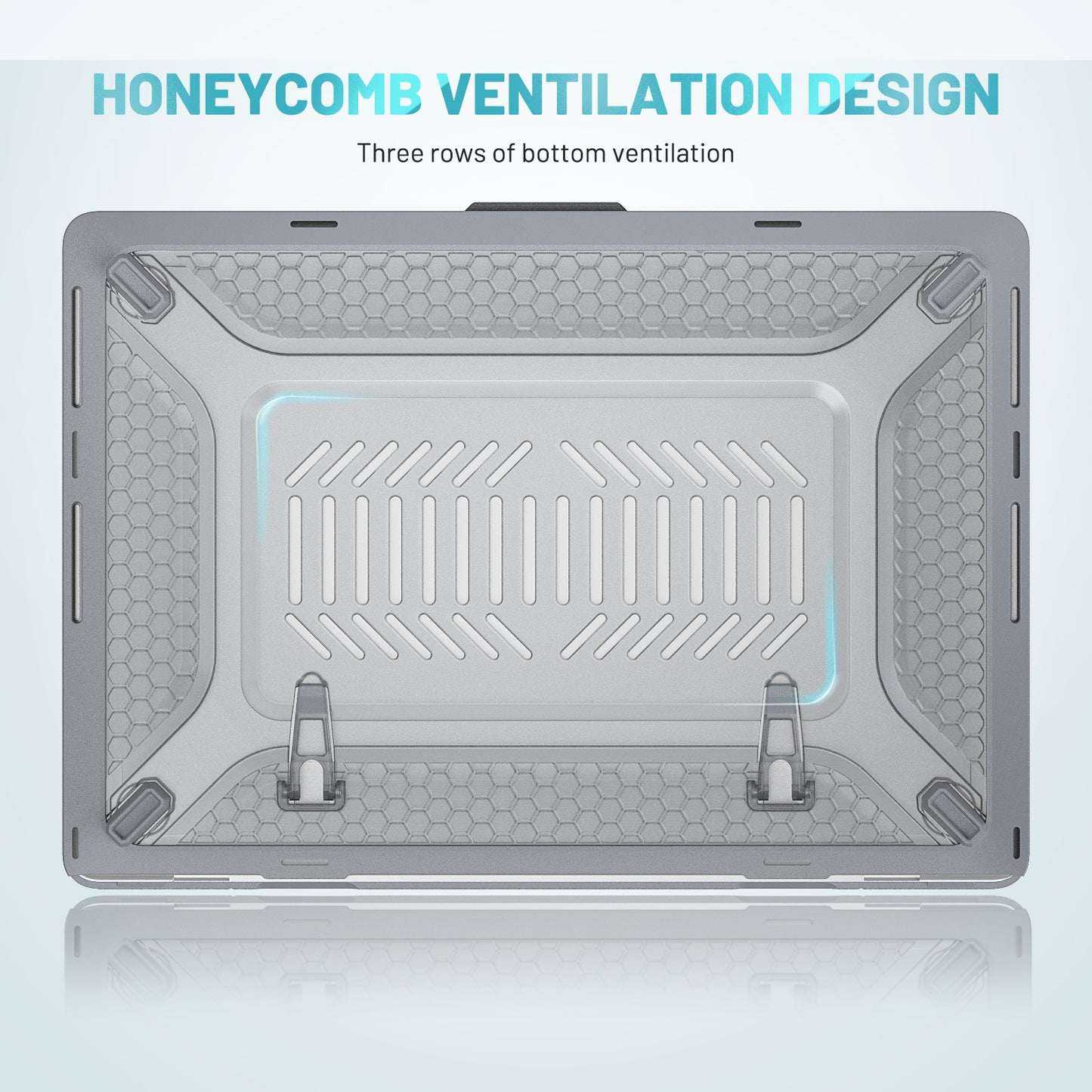 For MacBook Pro 16 inch (2021) A2485 M1 Pro / M1 Max Kickstand Shockproof Laptop Case Hard PC Soft TPU Protective Cover - Grey