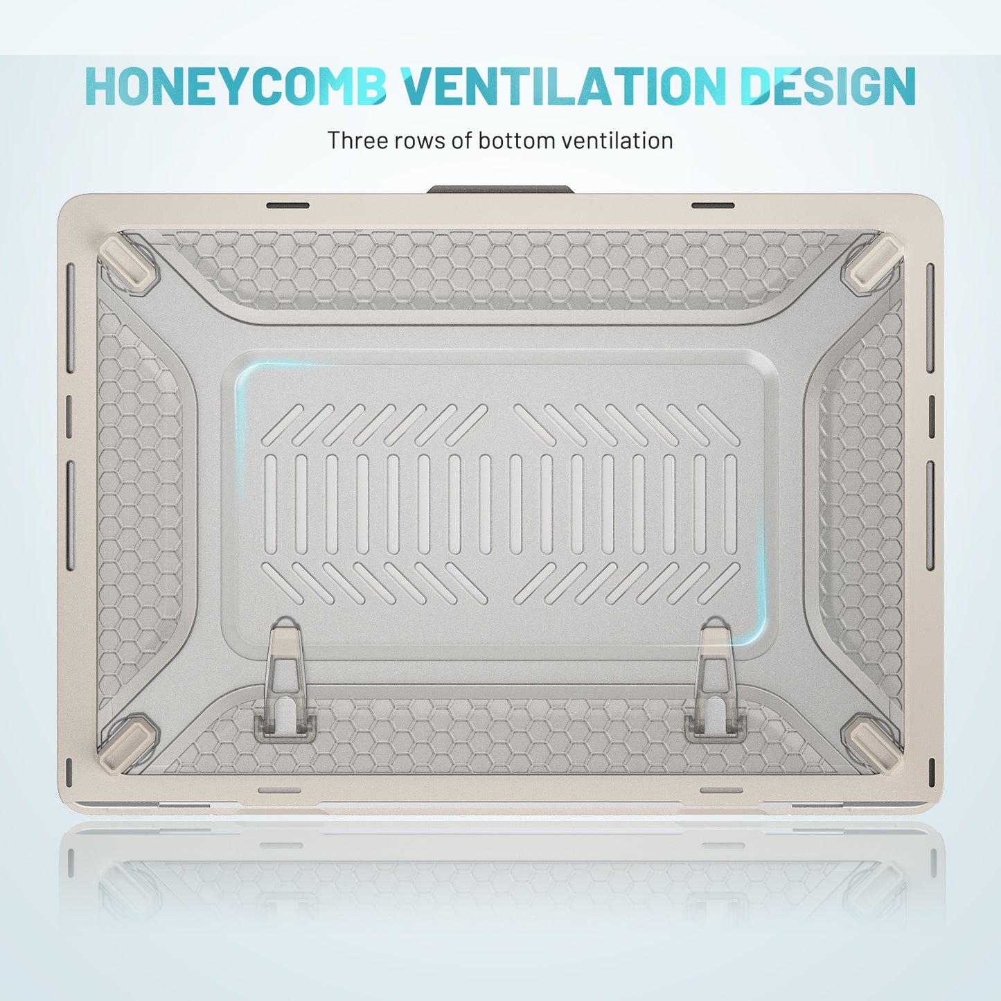 For MacBook Pro 16 inch (2021) A2485 M1 Pro / M1 Max Kickstand Shockproof Laptop Case Hard PC Soft TPU Protective Cover - Apricot