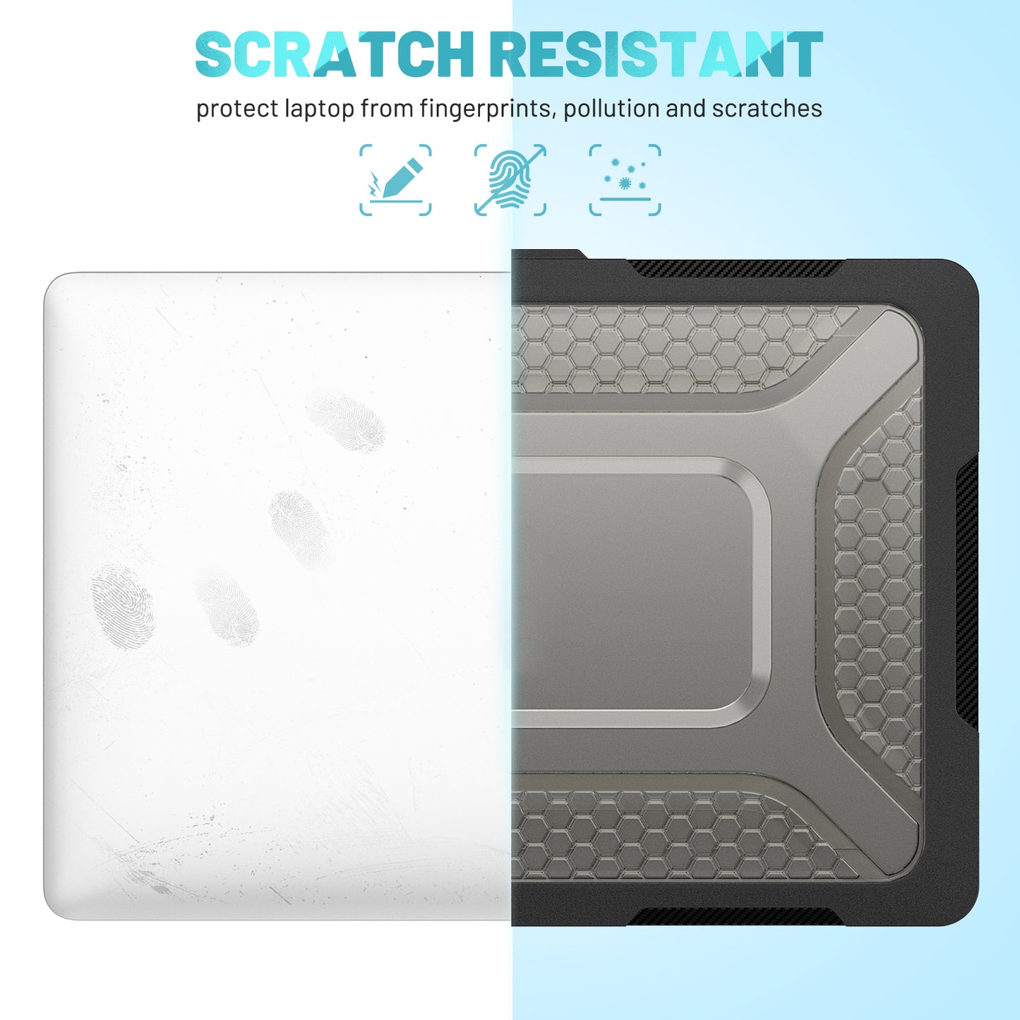 For MacBook Air 13 inch (2022) M2 A2681 Heat Dissipation Laptop Case Shockproof Hard PC Soft TPU Kickstand Cover - Black