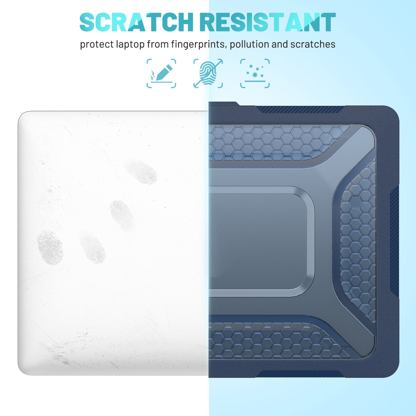 For MacBook Air 13 inch (2022) M2 A2681 Heat Dissipation Laptop Case Shockproof Hard PC Soft TPU Kickstand Cover - Sapphire