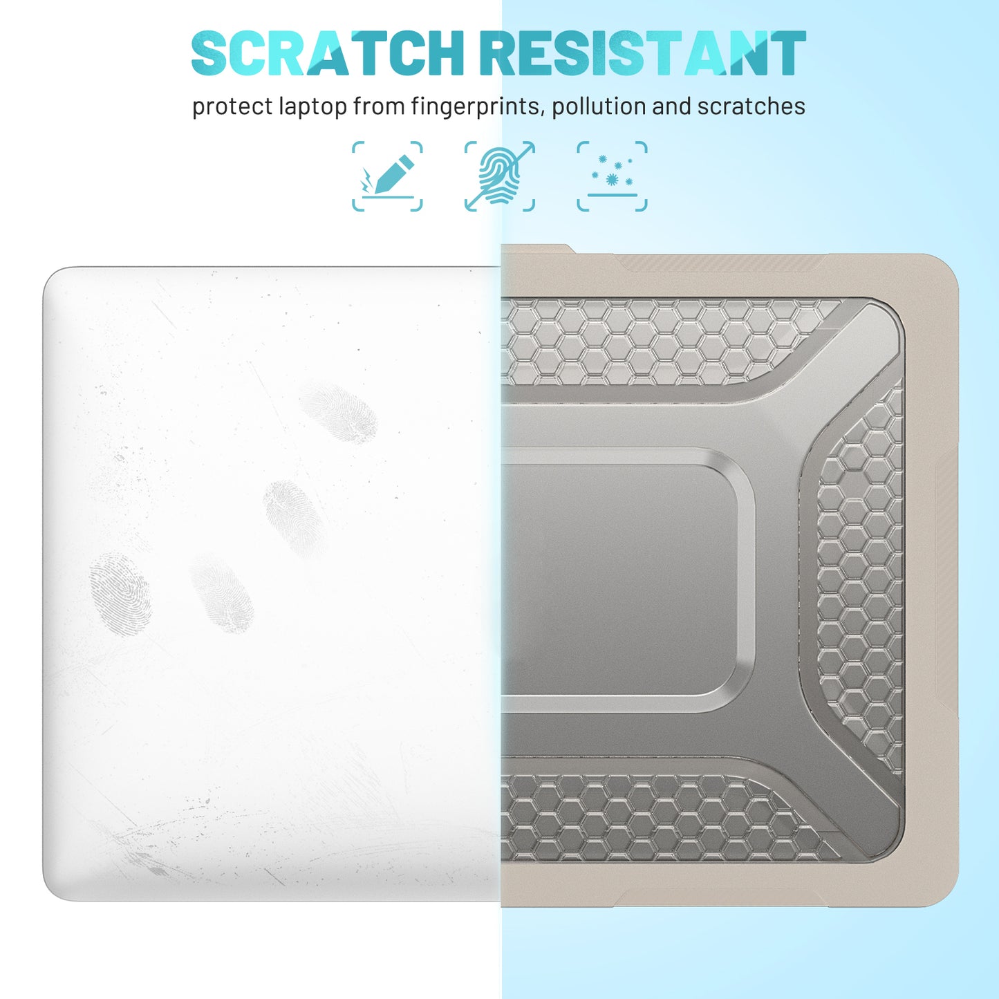 For MacBook Air 13 inch (2022) M2 A2681 Heat Dissipation Laptop Case Shockproof Hard PC Soft TPU Kickstand Cover - Apricot