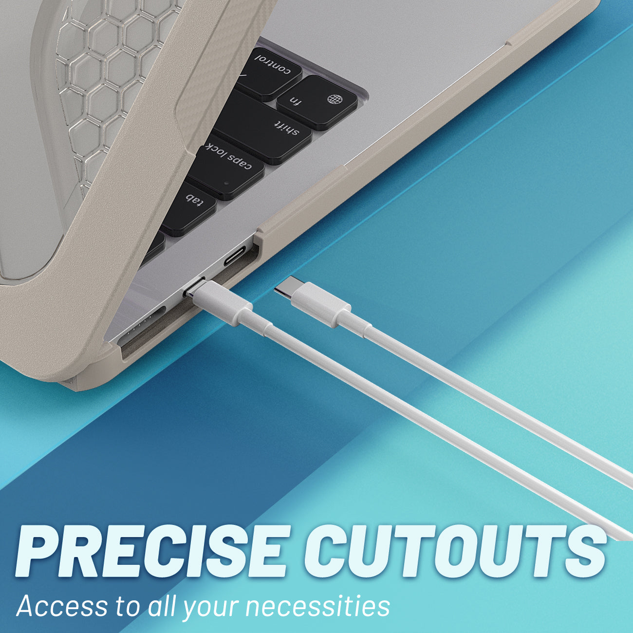 For MacBook Air 13 inch (2022) M2 A2681 Heat Dissipation Laptop Case Shockproof Hard PC Soft TPU Kickstand Cover - Apricot