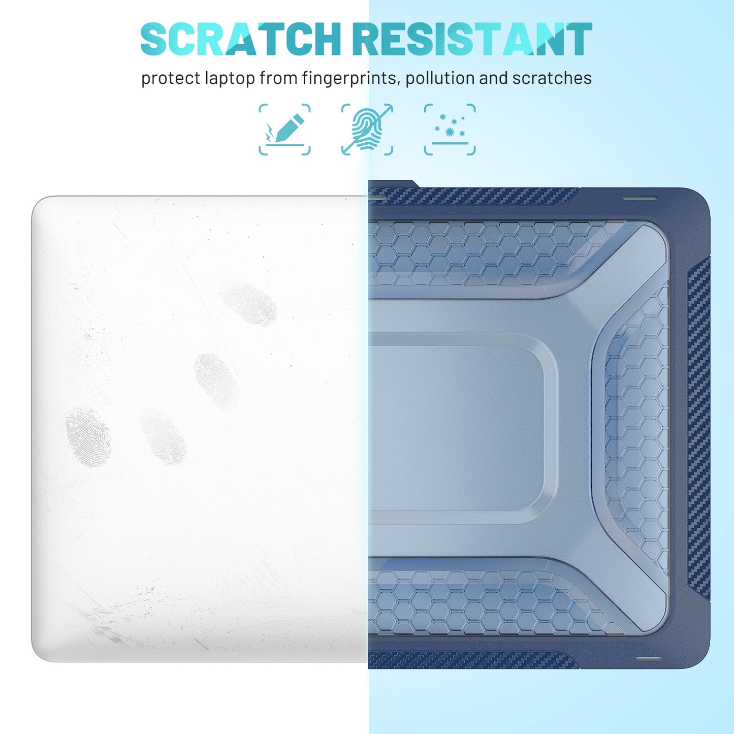 For MacBook Air 13 inch (2020) M1 A2337, A2179 / MacBook Air 13 inch (2018) A1932 Laptop Case Hard PC Soft TPU Kickstand Drop Tested Cover - Sapphire