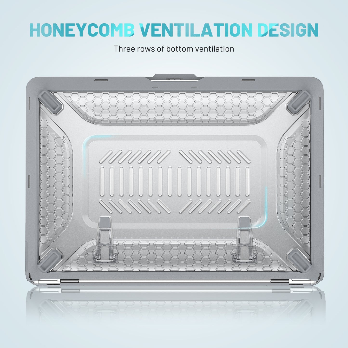 For MacBook Air 13 inch (2020) M1 A2337, A2179 / MacBook Air 13 inch (2018) A1932 Laptop Case Hard PC Soft TPU Kickstand Drop Tested Cover - Grey