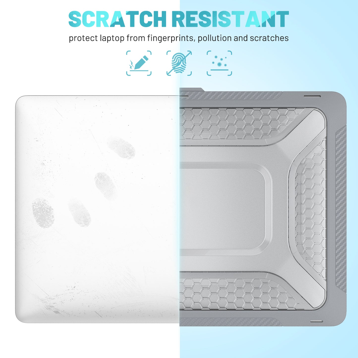 For MacBook Air 13 inch (2020) M1 A2337, A2179 / MacBook Air 13 inch (2018) A1932 Laptop Case Hard PC Soft TPU Kickstand Drop Tested Cover - Grey