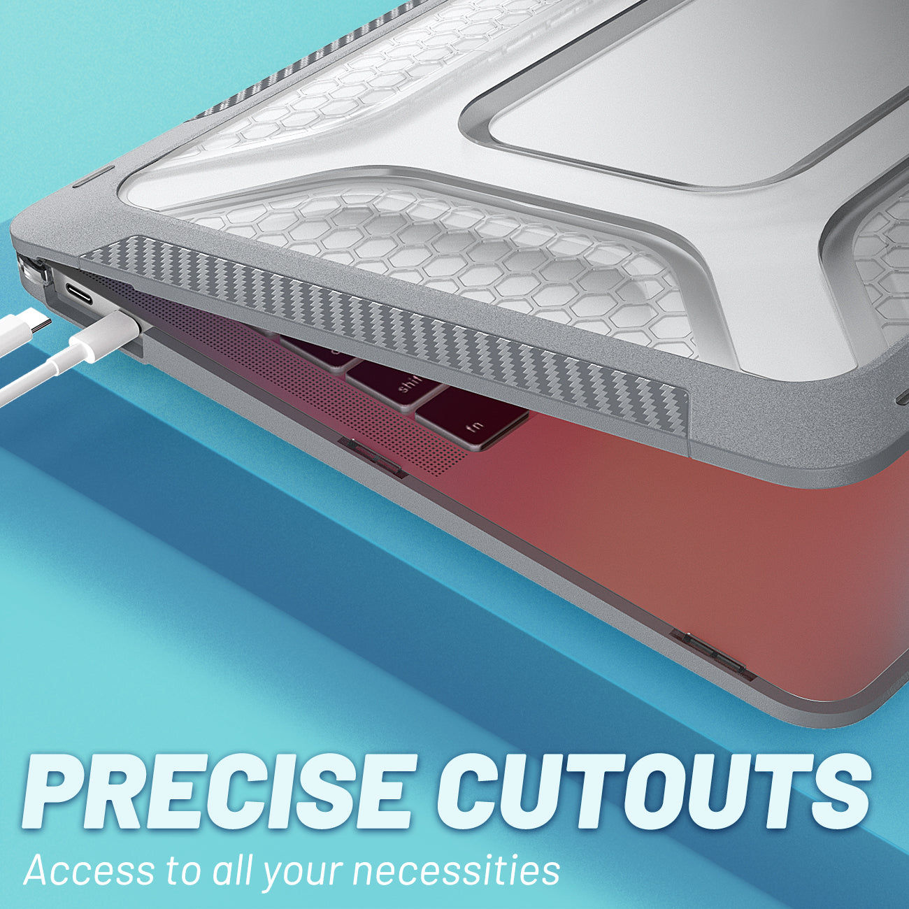 For MacBook Air 13 inch (2020) M1 A2337, A2179 / MacBook Air 13 inch (2018) A1932 Laptop Case Hard PC Soft TPU Kickstand Drop Tested Cover - Grey