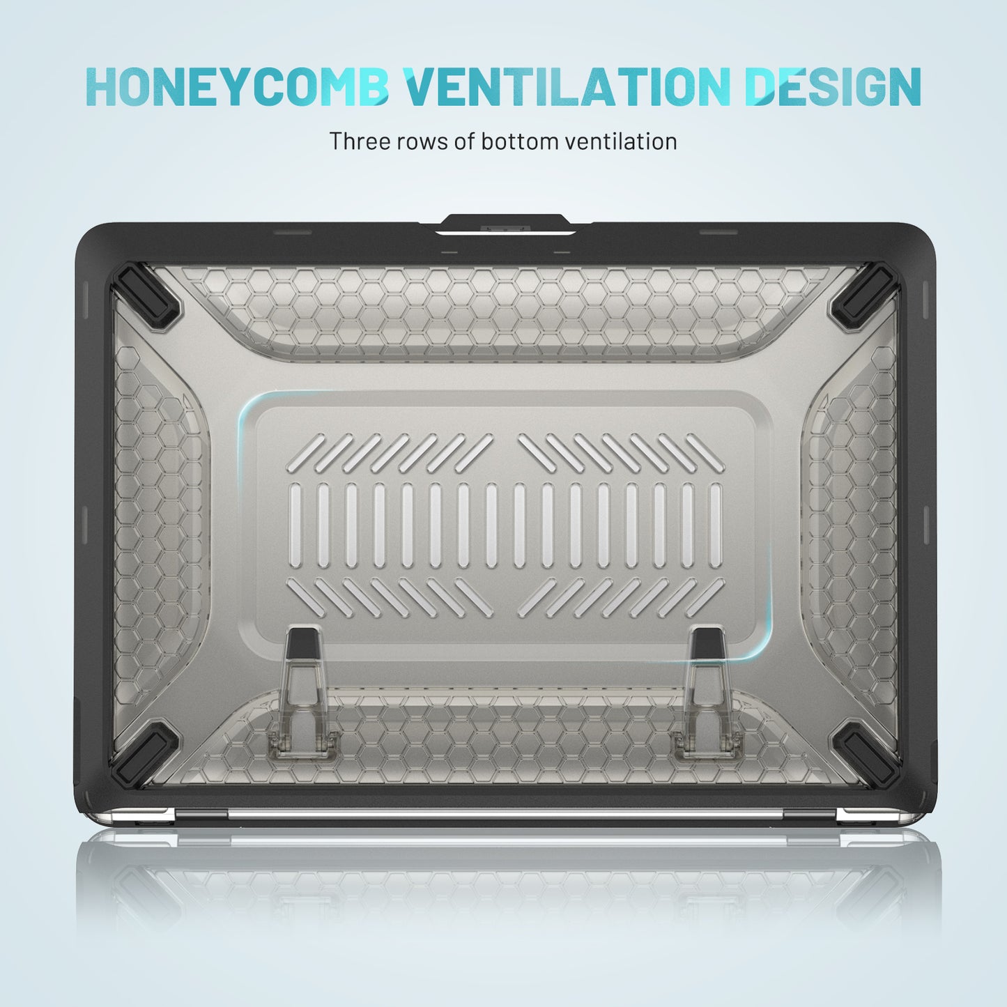 For MacBook Air 13 inch (2020) M1 A2337, A2179 / MacBook Air 13 inch (2018) A1932 Laptop Case Hard PC Soft TPU Kickstand Drop Tested Cover - Black