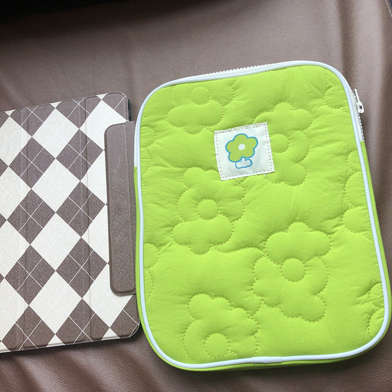 11 inch Tablet Sleeve Pouch Cute Flower Design Soft Anti-splash Tablet Zipper Protective Bag - Light Green