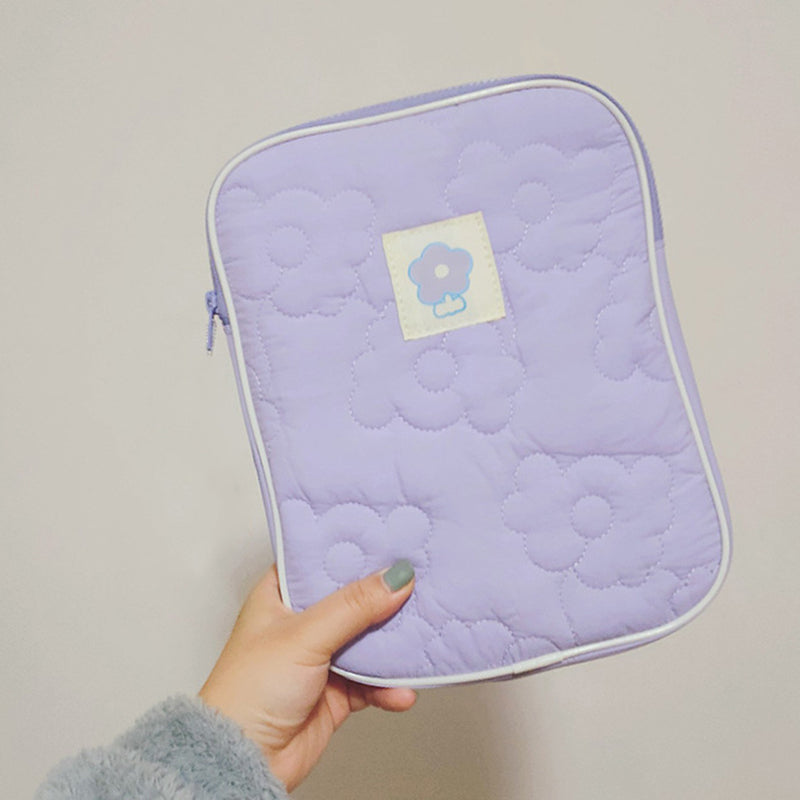 11 inch Tablet Sleeve Pouch Cute Flower Design Soft Anti-splash Tablet Zipper Protective Bag - Light Purple
