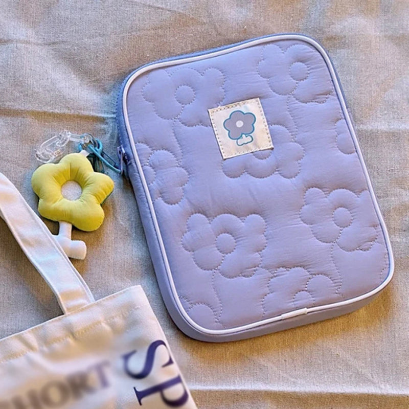 11 inch Tablet Sleeve Pouch Cute Flower Design Soft Anti-splash Tablet Zipper Protective Bag - Light Purple