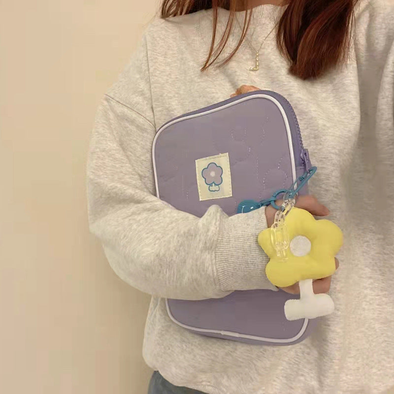 11 inch Tablet Sleeve Pouch Cute Flower Design Soft Anti-splash Tablet Zipper Protective Bag - Light Purple