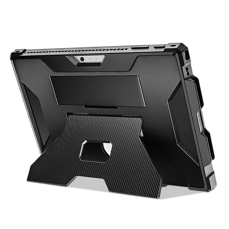 For Microsoft Surface Pro 4 / 5 / 6 / 7 Hard PC TPU Case Portable Carrying Case with Pencil Holder - Black