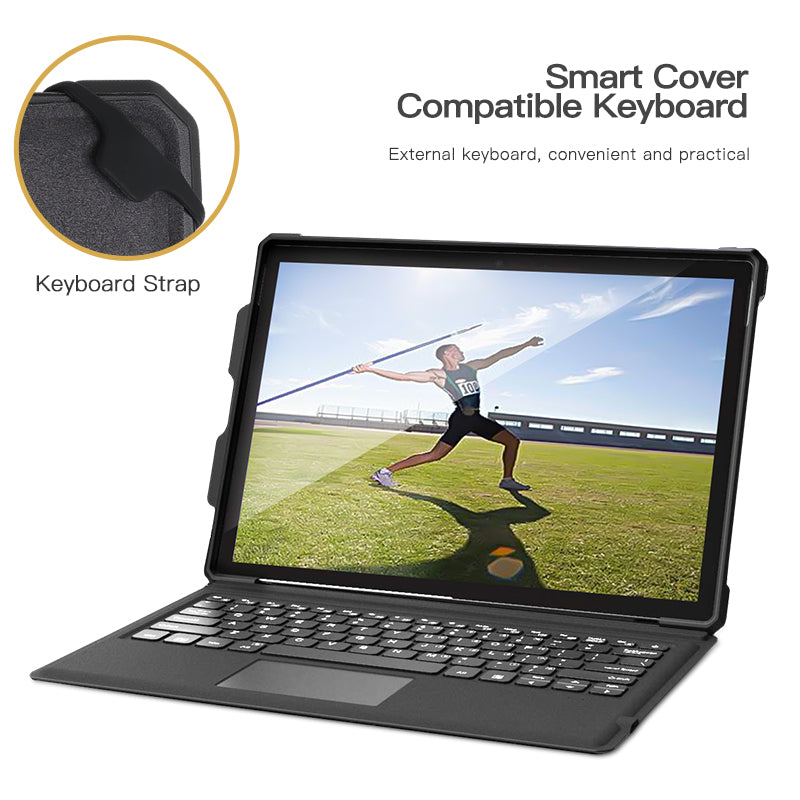 For Microsoft Surface Pro 4 / 5 / 6 / 7 Hard PC TPU Case Portable Carrying Case with Pencil Holder - Black