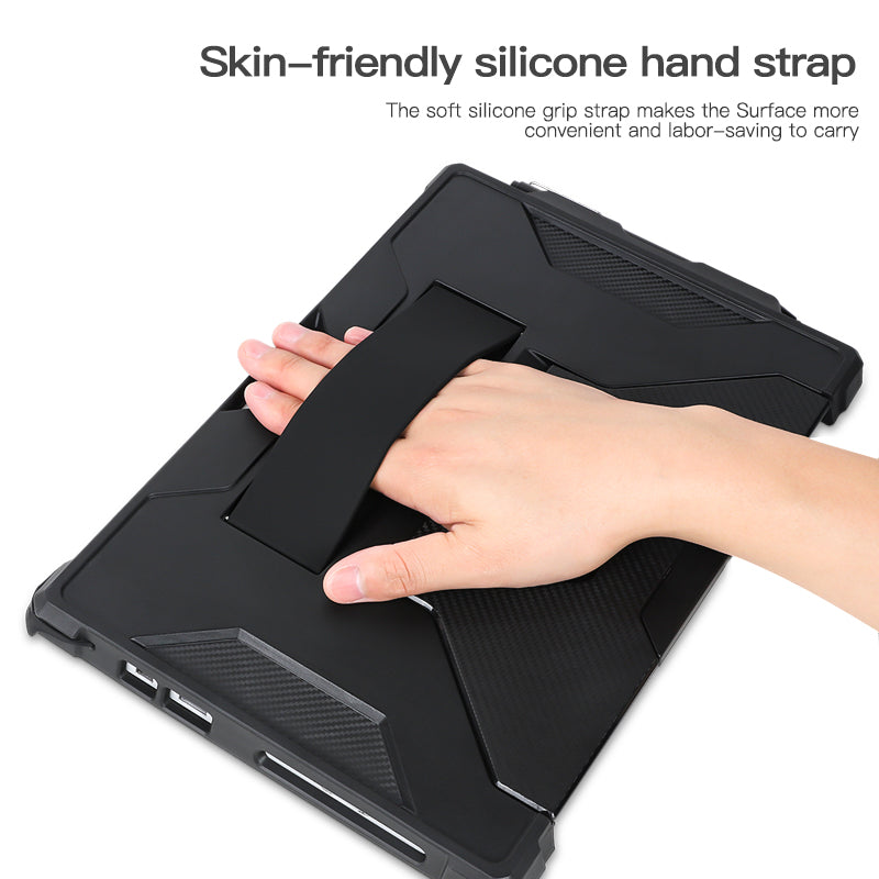 For Microsoft Surface Pro 4 / 5 / 6 / 7 Hard PC TPU Case Portable Carrying Case with Pencil Holder - Black