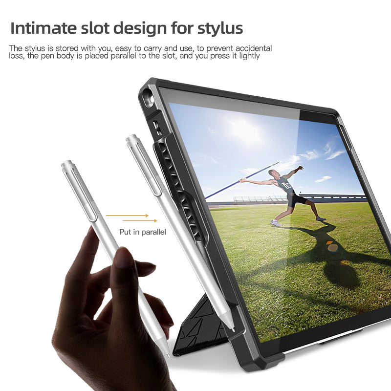 For Microsoft Surface Pro 4 / 5 / 6 / 7 Hard PC TPU Case Portable Carrying Case with Pencil Holder - Grey / White