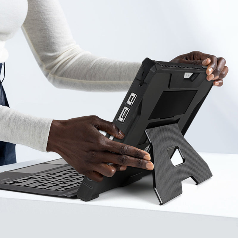 For Microsoft Surface Pro 4 / 5 / 6 / 7 Hard PC TPU Case Portable Carrying Case with Pencil Holder - Grey / White