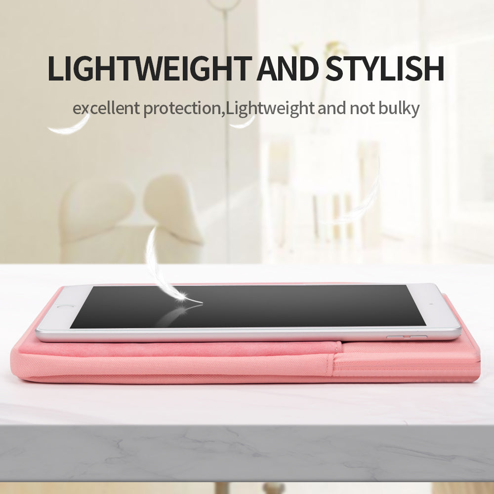 for iPad 7.9-8.4inch Soft Lining Waterproof Protective Bag Portable Tablet Carrying Case with Lanyard - Pink