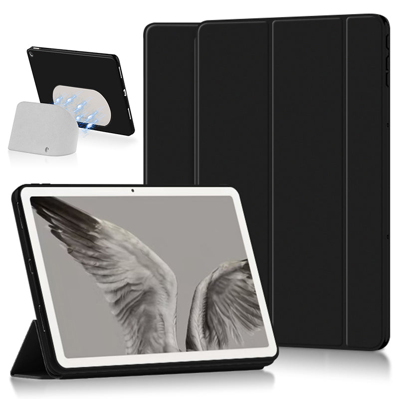 PU Leather + TPU Tablet Case for Google Pixel Tablet , Trifold Stand Protective Tablet Cover - Black