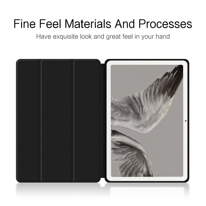 PU Leather + TPU Tablet Case for Google Pixel Tablet , Trifold Stand Protective Tablet Cover - Black