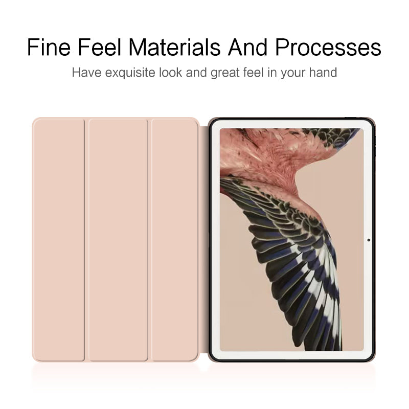 PU Leather + TPU Tablet Case for Google Pixel Tablet , Trifold Stand Protective Tablet Cover - Pink