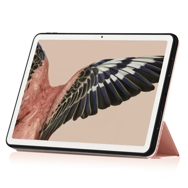 PU Leather + TPU Tablet Case for Google Pixel Tablet , Trifold Stand Protective Tablet Cover - Pink