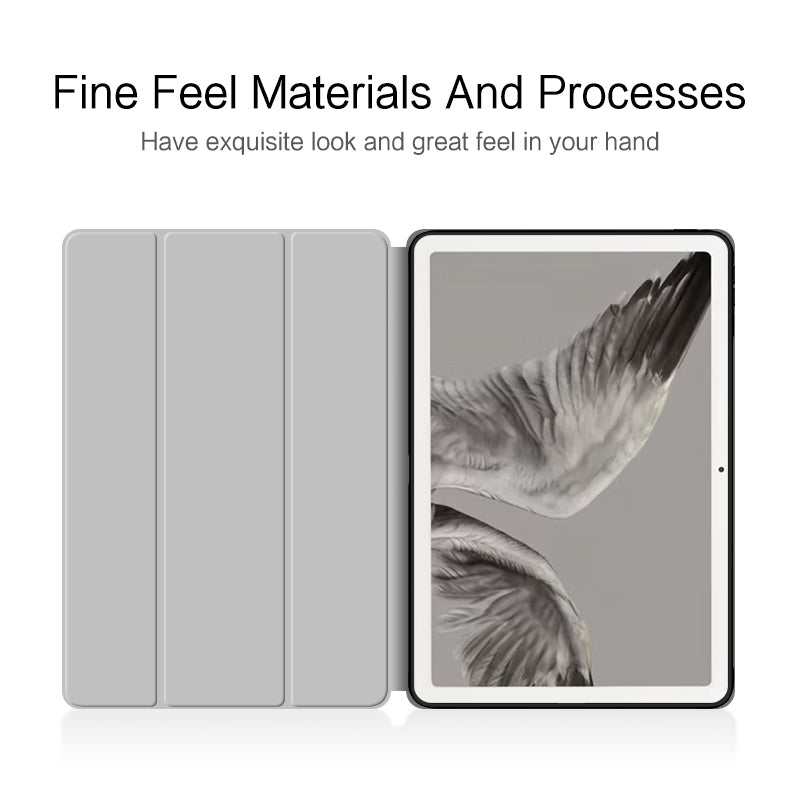 PU Leather + TPU Tablet Case for Google Pixel Tablet , Trifold Stand Protective Tablet Cover - Grey