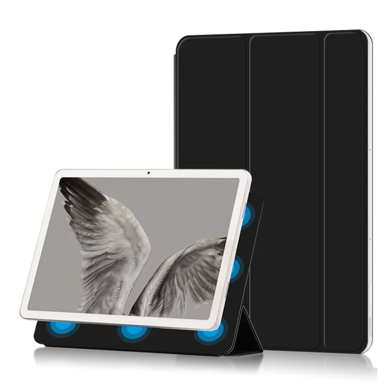 Uniqkart for Google Pixel Tablet PU Leather Magnetic Tablet Case Full Protection Trifold Stand Tablet Cover - Black