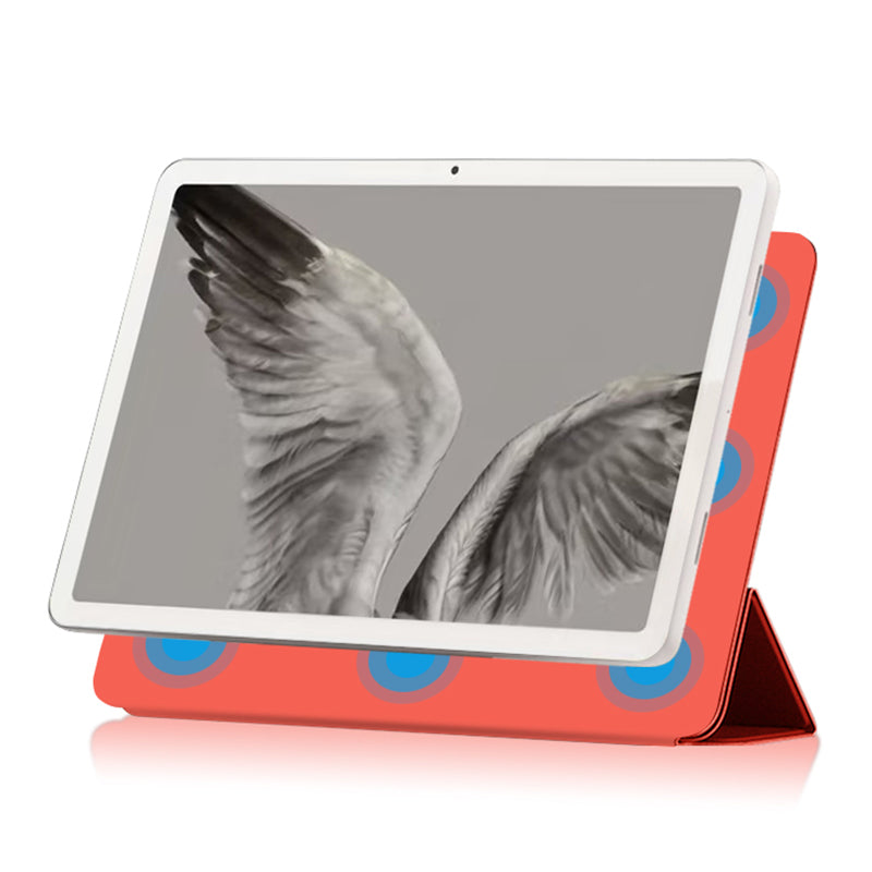 Uniqkart for Google Pixel Tablet PU Leather Magnetic Tablet Case Full Protection Trifold Stand Tablet Cover - Orange