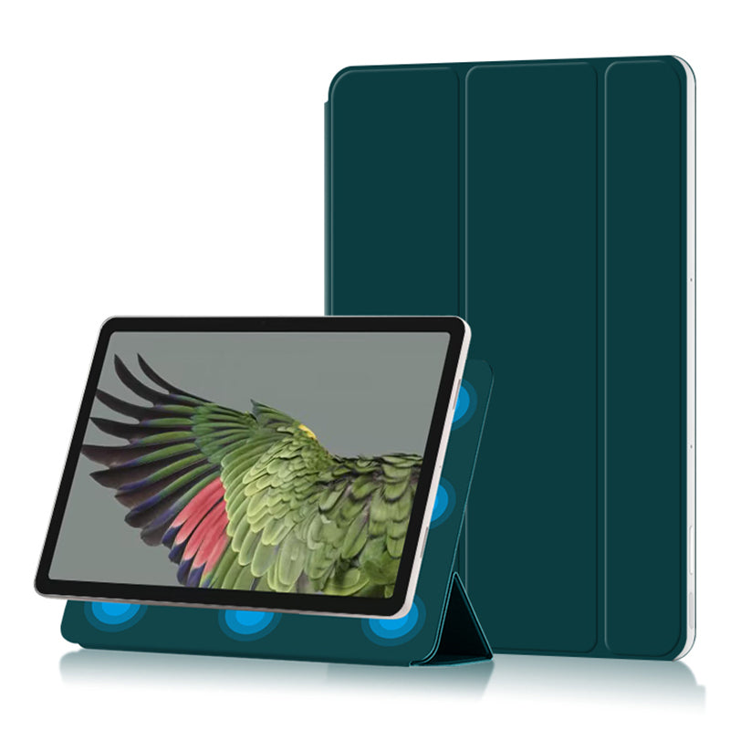 Uniqkart for Google Pixel Tablet PU Leather Magnetic Tablet Case Full Protection Trifold Stand Tablet Cover - Green
