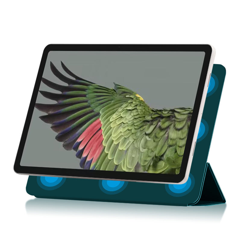 Uniqkart for Google Pixel Tablet PU Leather Magnetic Tablet Case Full Protection Trifold Stand Tablet Cover - Green