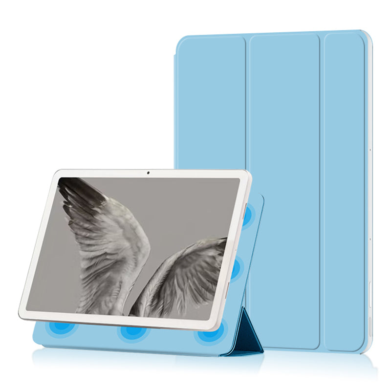 Uniqkart for Google Pixel Tablet PU Leather Magnetic Tablet Case Full Protection Trifold Stand Tablet Cover - Blue