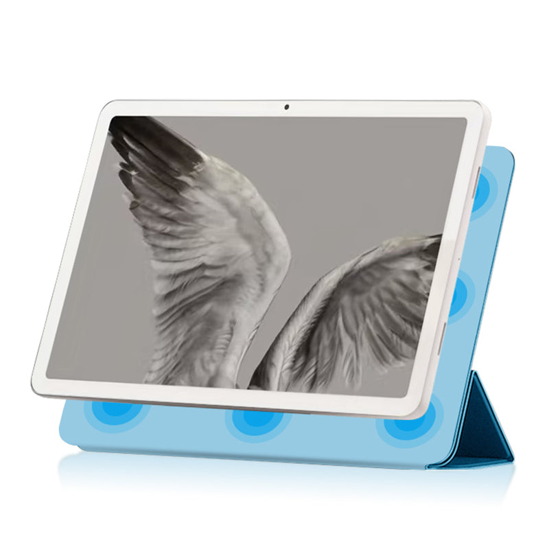 Uniqkart for Google Pixel Tablet PU Leather Magnetic Tablet Case Full Protection Trifold Stand Tablet Cover - Blue