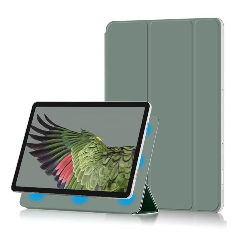 Uniqkart for Google Pixel Tablet PU Leather Magnetic Tablet Case Full Protection Trifold Stand Tablet Cover - Cyan