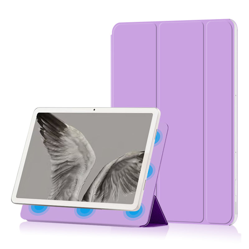 Uniqkart for Google Pixel Tablet PU Leather Magnetic Tablet Case Full Protection Trifold Stand Tablet Cover - Purple